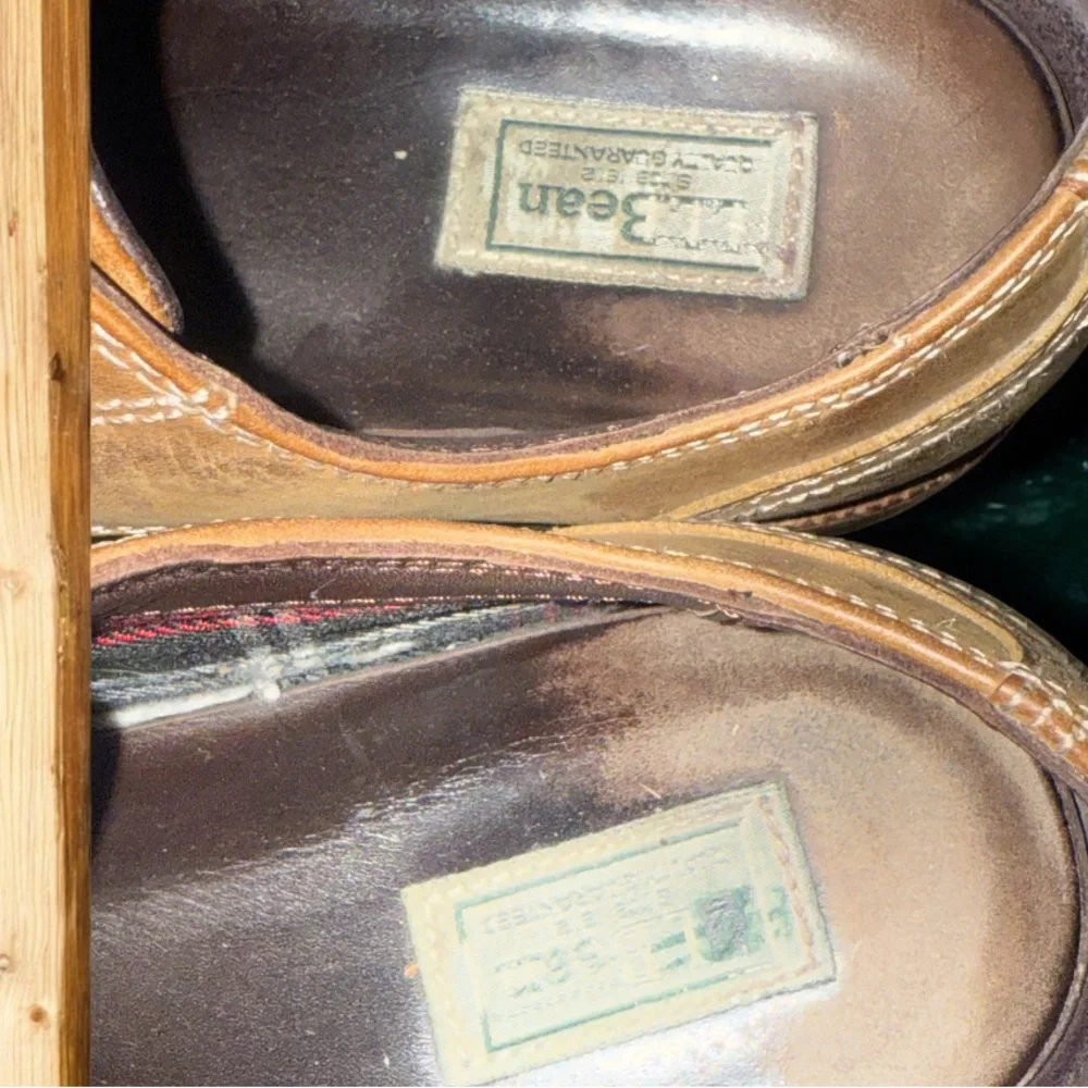 LL Bean Boots Mens 8.5 Brown Stonington Oxford Loafers Leather Plain Toe